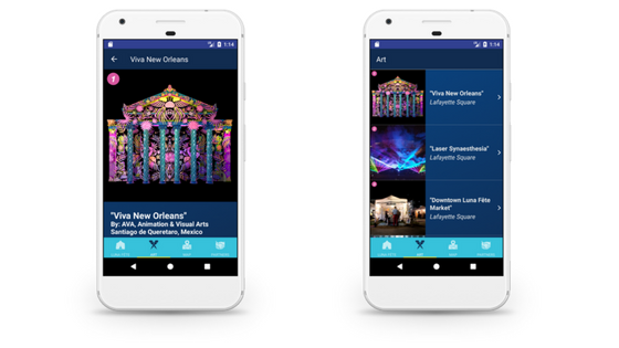 LUNA Fête event app screens