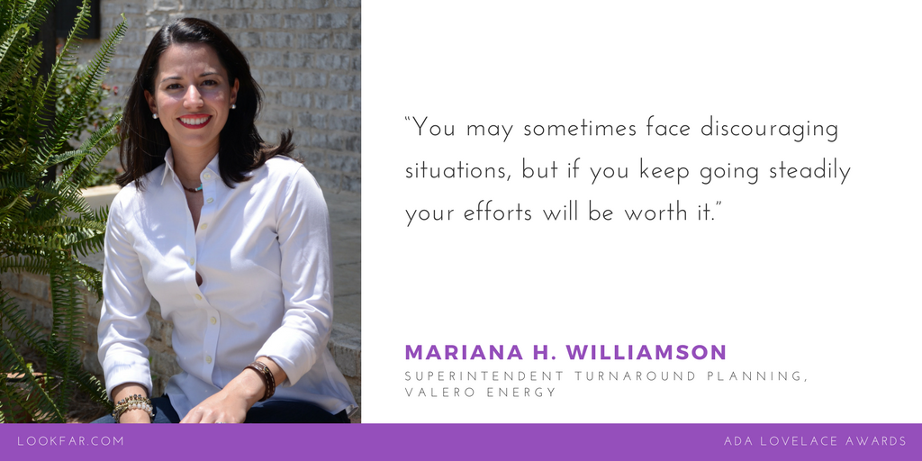 Our 2017 STEM Educator award winner Mariana H. Williamson, a mechanical engineer at Valero Energy, shares what it means to be a woman in tech today.